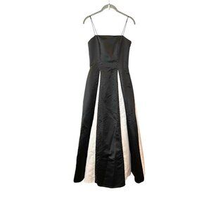 Cache Vtg Black Satin Beaded Formal Prom Ball Gown Y2K 90s Dress Masquerade Whit